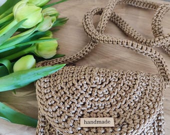Handmade Crochet Shoulder Bag: Boho Cotton Crossbody Purse