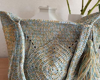 Handmade Pure Linen Crocheted Bag | Boho Shoulder Tote with Tassel