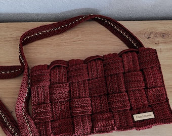 Handmade Burgundy Crochet Bag: Convertible Clutch Crossbody