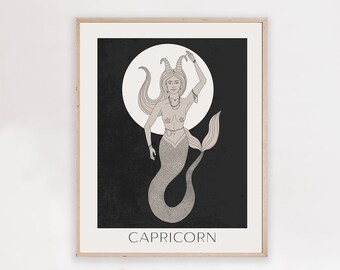 Capricorn Zodiac Art Print, Zodiac Art, Capricorn Art Print, Digital Download Print, Printable Art, Zodiac Poster