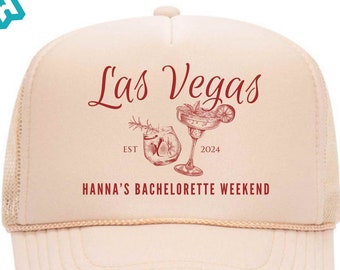 Las Vegas Bachelorette Hats, Custom Bridal Party Trucker Hat, Bachelorette Party Hats, Drinking Hats, Cocktail Martini Personalized Neon Hat