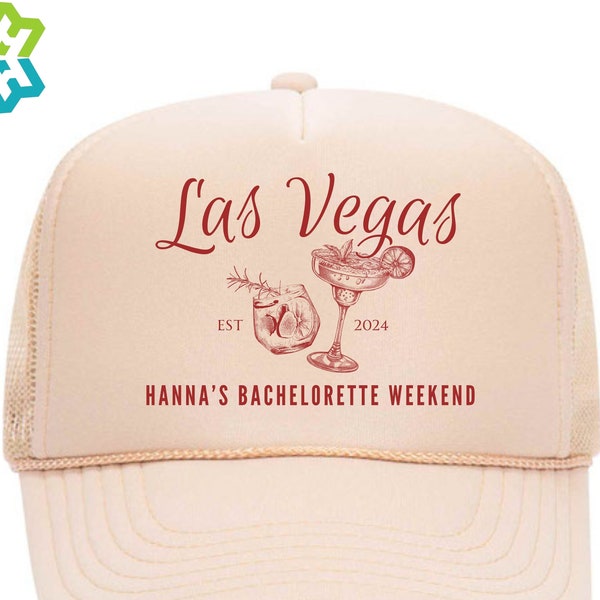 Las Vegas Bachelorette Hats, Custom Bridal Party Trucker Hat, Bachelorette Party Hats, Drinking Hats, Cocktail Martini Personalized Neon Hat