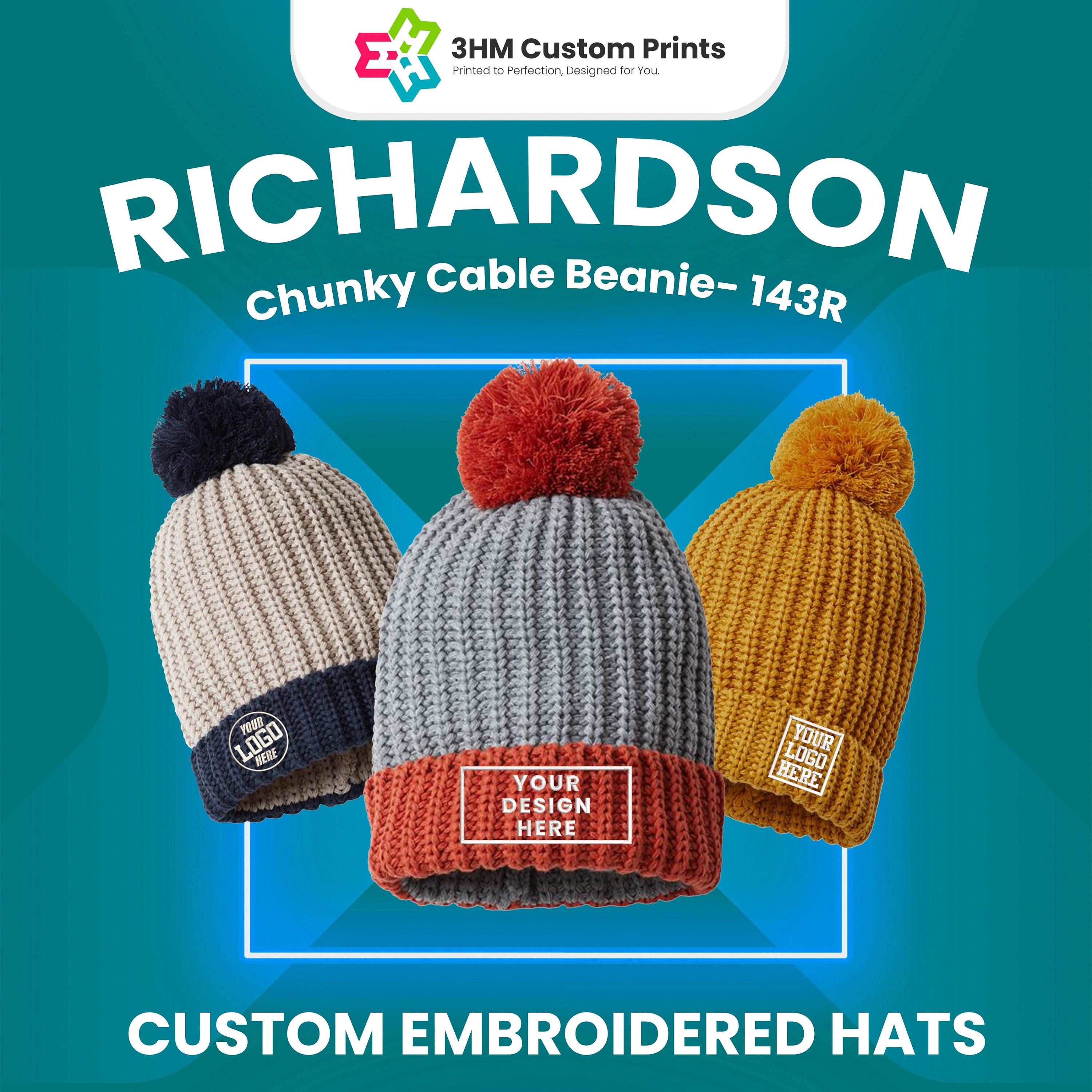 Thick Knitted winter hat, very warm, Embroidered Embroidered Knit Hat - Etsy main image 2