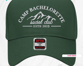 Camp Bachelorette Hat Custom Embroidered Trucker Cap, Camp Party Hat, Bride Squad Hats, Mountain Social Club Caps