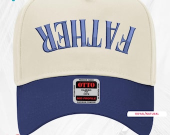 Personalized Upside Down Text Hat for Dad, Embroidered OTTO® Cap, Custom Daddy Hat with Upside Down Text