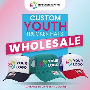 Custom Kids Youth Trucker Hat Wholesale, Personalized Youth Trucker Cap, Custom Football Baseball Soccer Foam Trucker Hat, Giveaway for Kids