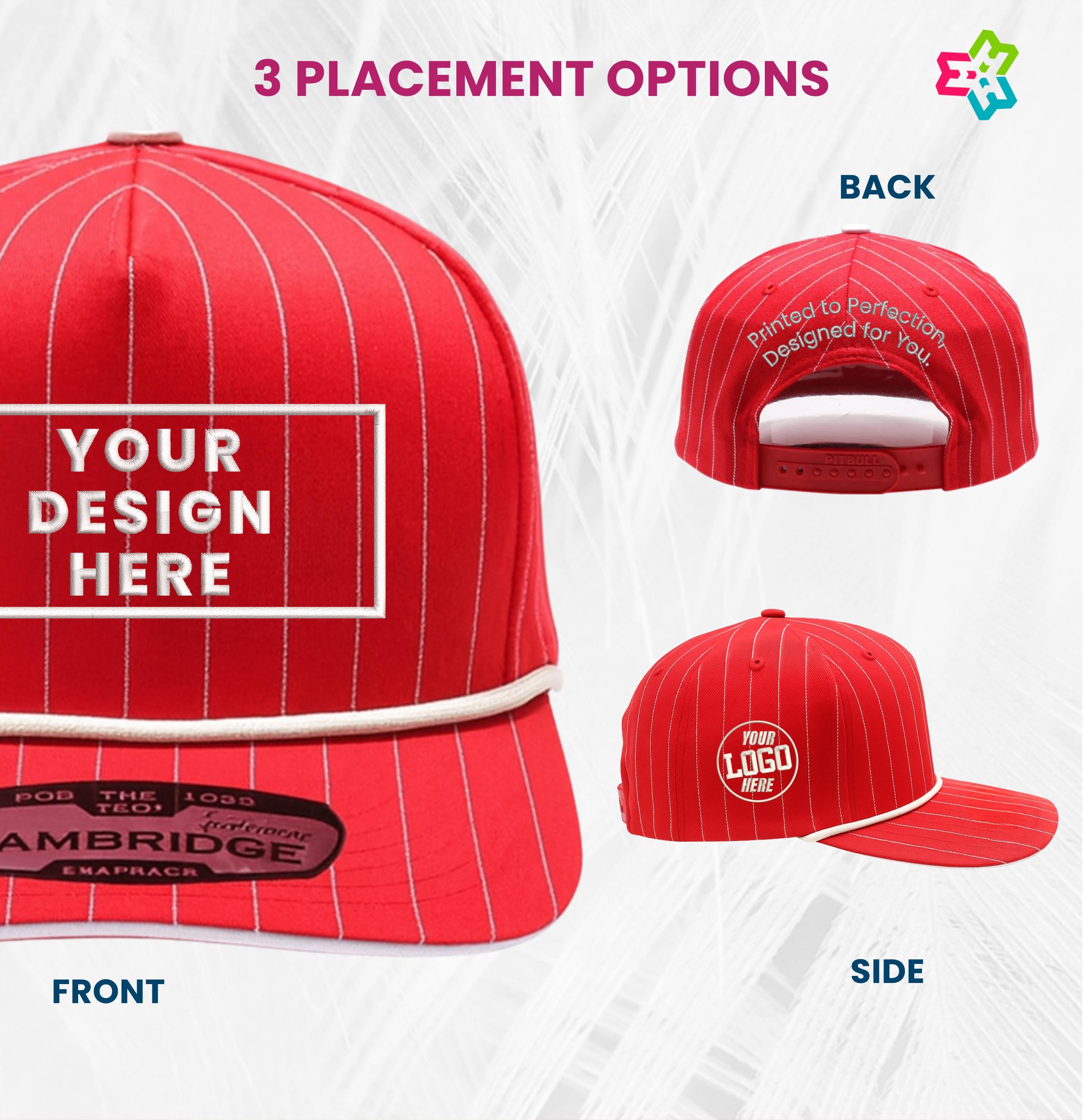 Custom Baseball Hat With Rope, Personalized Embroidered Pinstripe ...