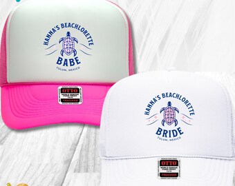 Beach Bachelorette Custom Trucker Hats, Personalized Team Bride Hats, Bachelorette Party Hats, Bridesmaid Proposal, Bridal Shower Party Gift