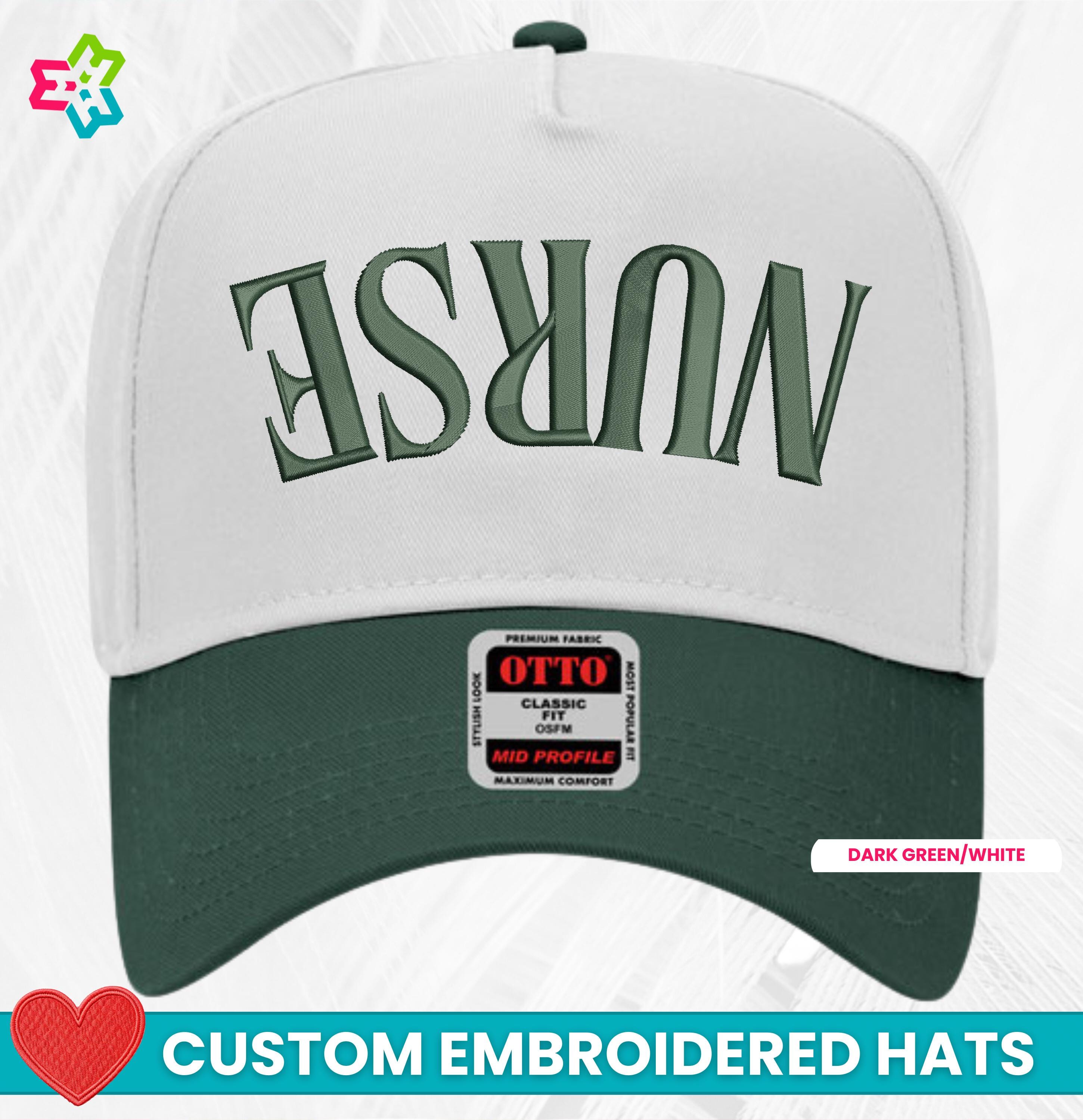 Personalized Upside Down Text Hat for Nurse, Embroidered OTTO® Cap