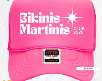 Girls Night Out Trucker Hat, Beach Bachelorette Party Cap, Custom Year Trucker Hat, Bikinis and Martinis Night Party Cap