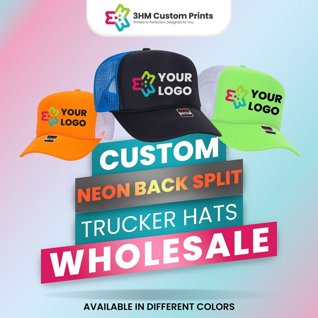Buy Custom Neon Back Split Trucker Hat Wholesale, Personalized Trucker Cap,  Custom Business Logo Trucker Cap, Custom Logo Design Foam Neon Hats Online 
