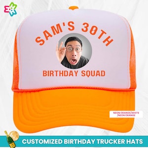 Customized Birthday Trucker Hat, Personalized Birthday Trucker Cap, Custom Birthday Trucker Hat, Custom Birthday Trucker Hat with Picture