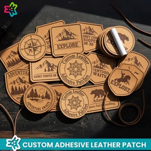 Custom Logo Leather Patches, Laser Engraved Leather Patches, Custom Leather Patches, Company Logo Patch, Custom Patch, Heat Transfer Iron on