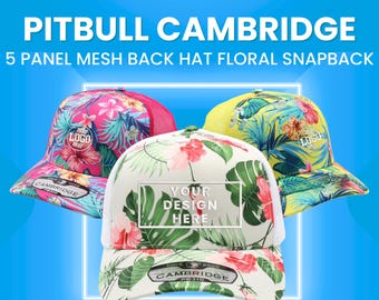 Embroidered Custom Floral Trucker Hat 5 Panel Structured Mesh Back