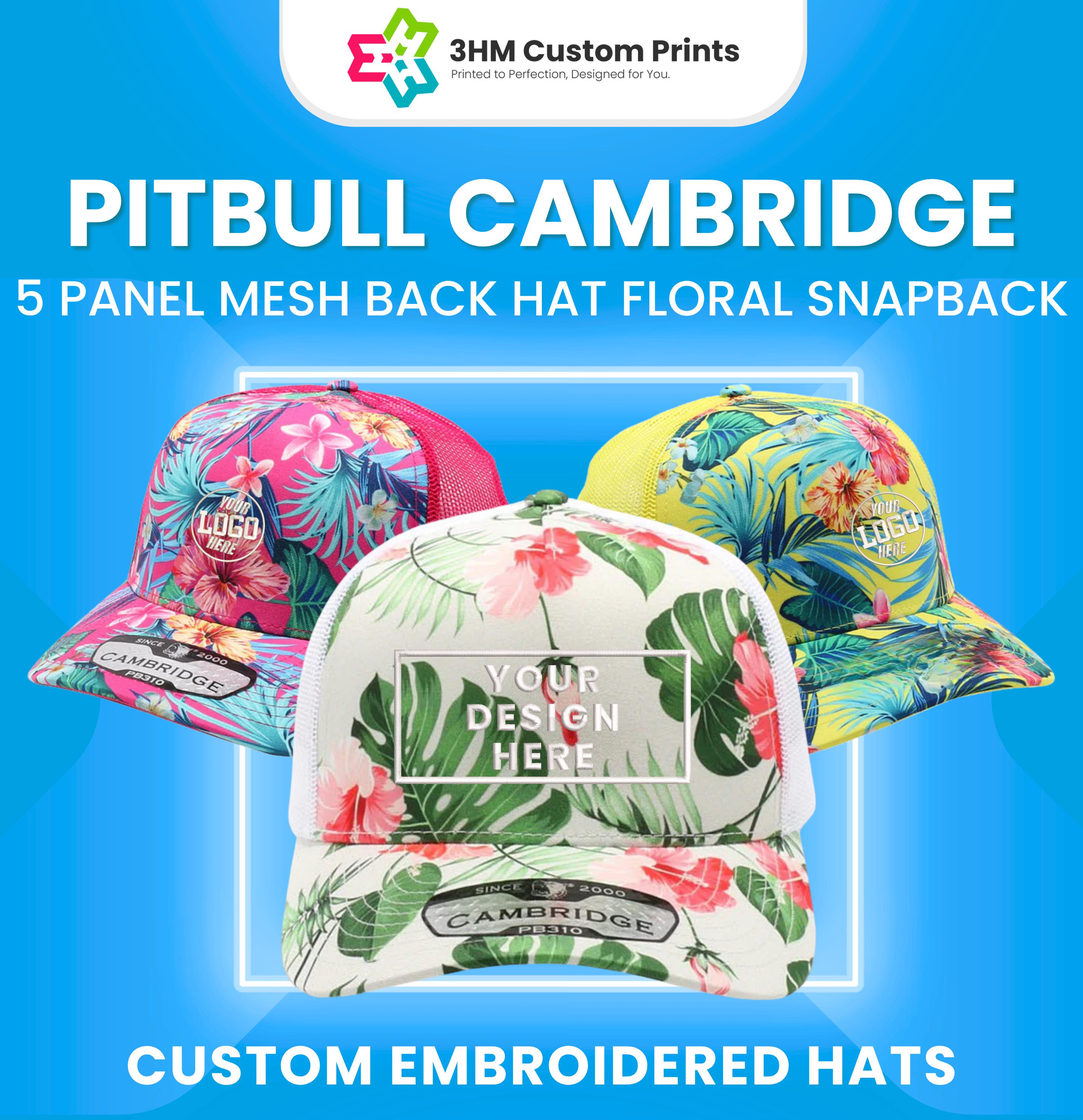 Embroidered Custom Floral Trucker Hat 5 Panel Structured Mesh Back