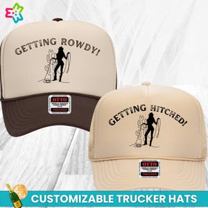Cowgirl Bachelorette Custom Trucker Hats, Western Bachelorette Party Hats, Getting Hitched Getting Rowdy Bridesmaid Proposal, Bridal Shower