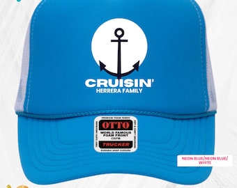 Custom Cruise Trucker Hats – Anchor Embroidered Hats, Personalized Family Vacation Hats, Cruise Squad Matching Caps