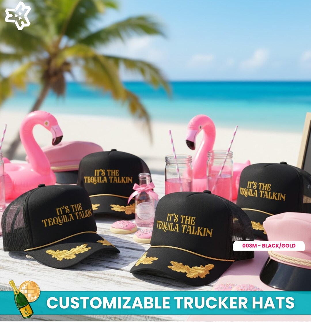 Tequila Talking Nautical Hat, Black and Gold Captain Sailor  display picture 1
