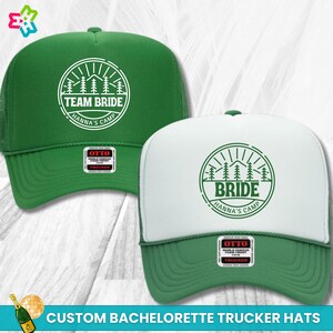 Camp Bachelorette Hats, Custom Bride Babe Trucker Hats, Team Bride Bachelorette Party Hats, Camping Cabin Bach Camp, Bridal Shower Favors