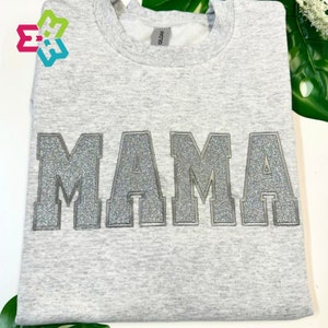 Bright Pink Mama Letter Embossed Casual Sweatshirt main image 1