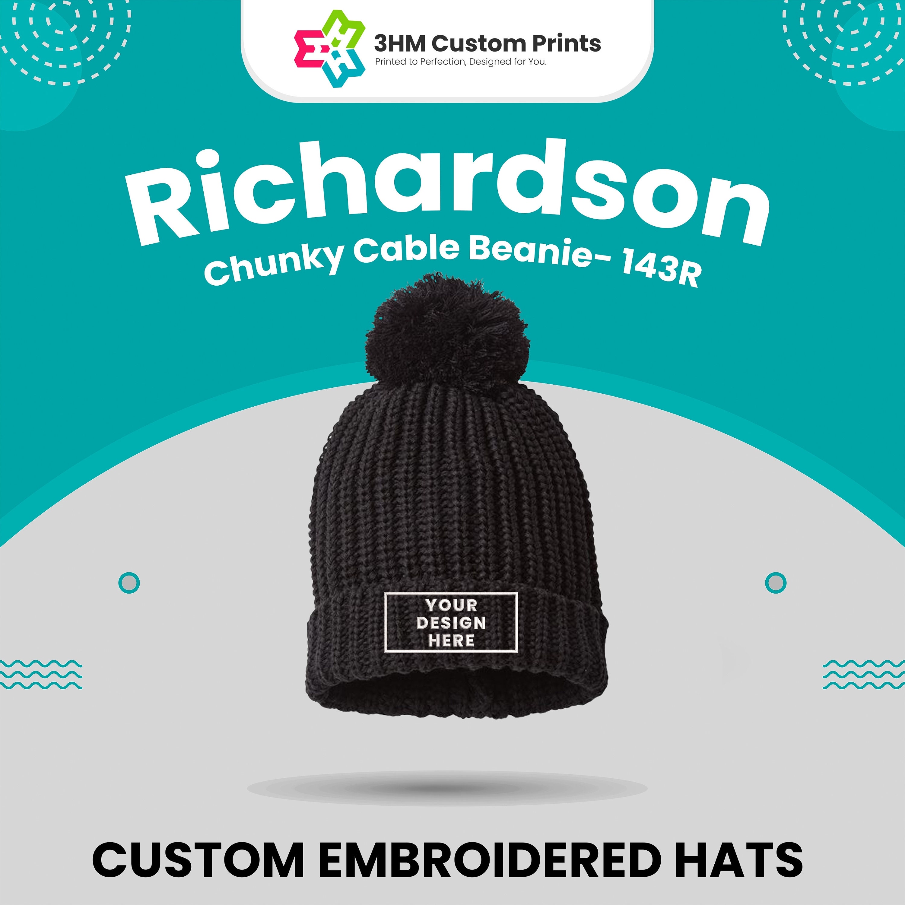 Chunky Black beanie/rhinestones, Handmade By Me, Hand Embroidery, Ask About Cus Embroidered Beanies, Custom Winter Hats, Chunky Cable Beanie  main image 3