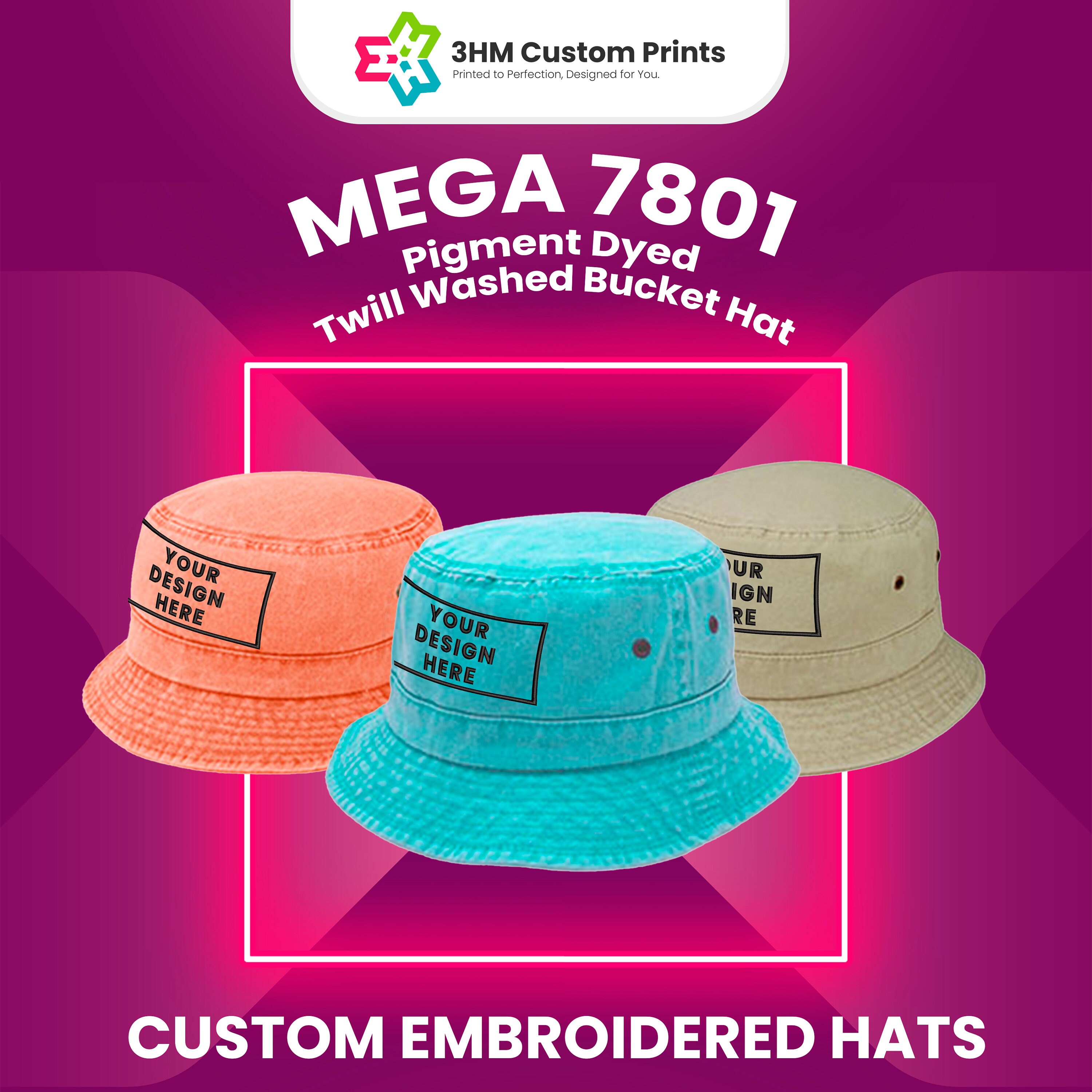 Custom Logo Embroidered Bucket Hat Wholesale, Personalized