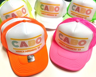 Cabo Mexico Custom Trucker Hats, Personalized Family Vacation Hats, Birthday Beach Reunion Hats, Customized Bachelor Party Name Trucker Hats