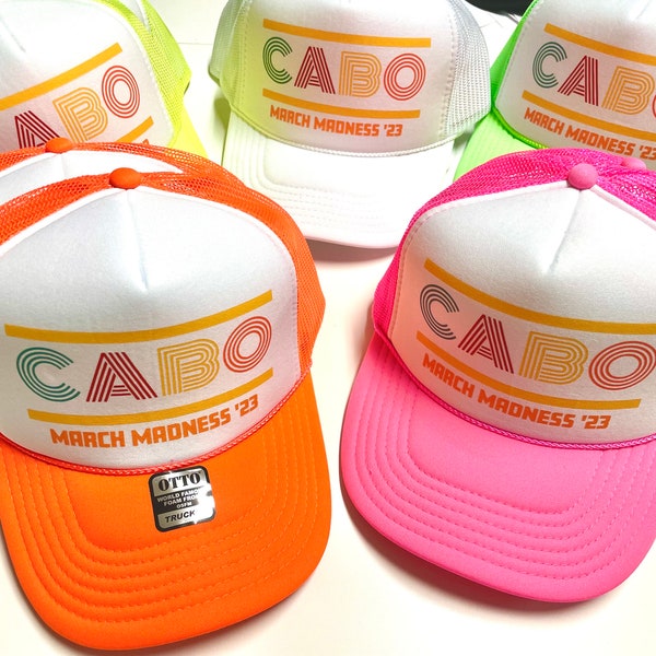 Cabo Mexico Custom Trucker Hats, Personalized Family Vacation Hats, Birthday Beach Reunion Hats, Customized Bachelor Party Name Trucker Hats