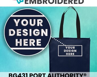 Embroidered Custom Cotton Upright Essential Tote, Personalized Text and Logo Tote, Put your text or design