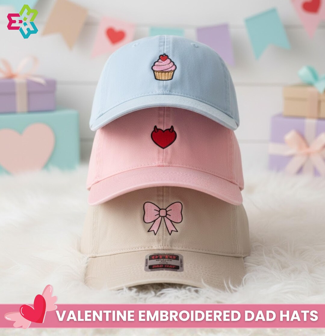 Custom Valentines Embroidered Dad Hat – Heart, Cupid, Bow, or Teddy ...