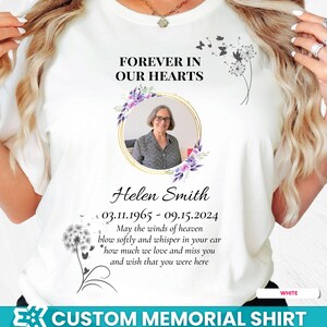 Custom Photo Memorial T-shirt In Loving Memory Funeral Family Death Anniversary Gathering Celebration of Life Matching Shirts Rest in Peace