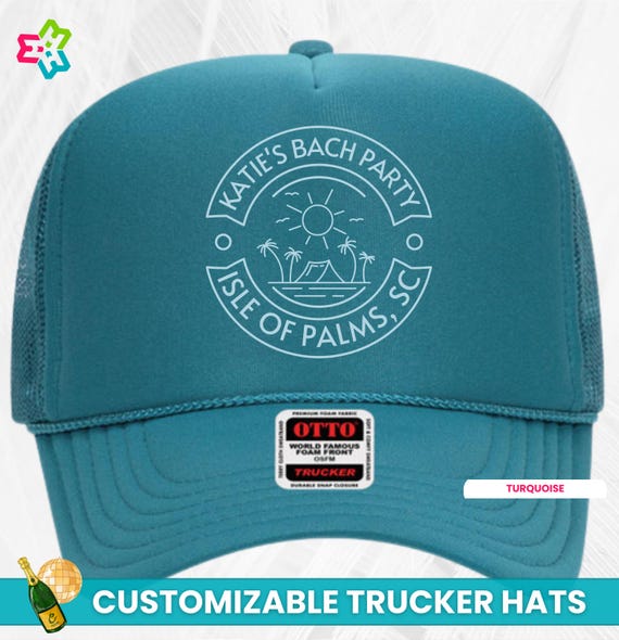 Beach Bachelorette Custom Trucker Hats, Personalized Team 