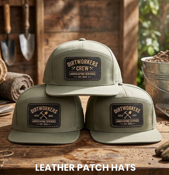 Custom OTTO CAP 177-1331 7 Panel Snapback Hat With Leather Patch