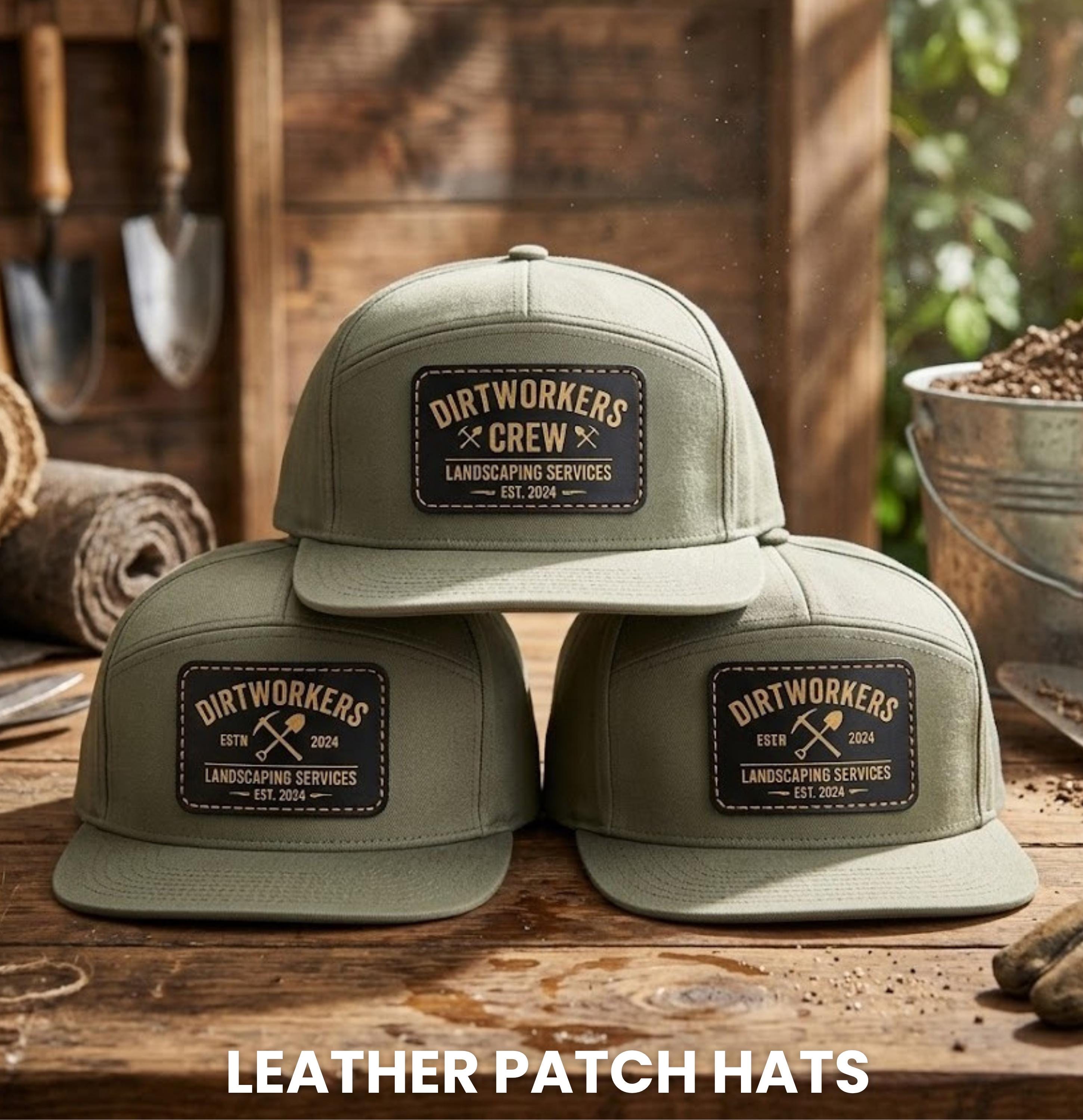 Custom OTTO CAP 177-1331 7 Panel Snapback Hat With Leather Patch