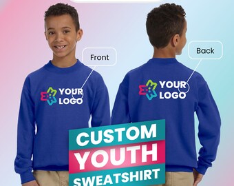 Custom Logo Design Front and Back Youth Sweatshirt Custom Text Kids Crewneck Sweatshirt School Company Sport Team Logo Customized Sweater Etsy