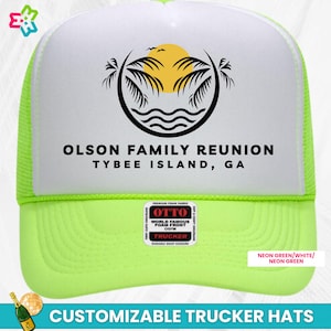 Custom Family Name Trucker Hats, Personalized Vacation & Reunion Hats, Personalized Family Vacation Hats , Custom Name Reunion Trucker Caps