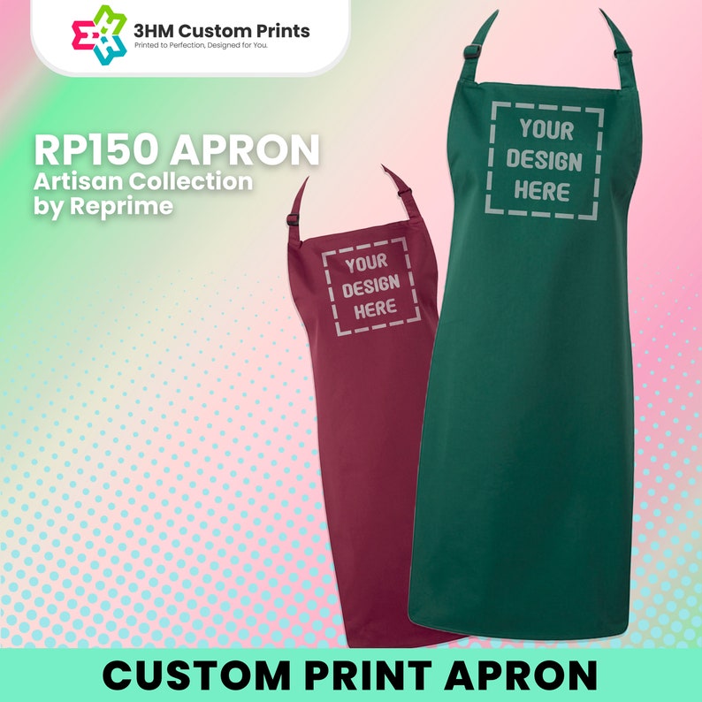 Custom Apron, Custom Print Apron Adult Unisex, Personalized Logo Text ...