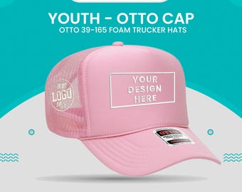 Custom Embroidered Youth Trucker Hat for Sports Teams - Personalized Kids Cap with 2-sided Embroidery - Bulk Customized Kids Hats