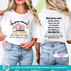 Personalized Child Memorial Shirt Front and Back, Custom Memorial Tshirt, Customized In Loving Memory T-shirt Front and Back with Kid Photo