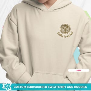 Coffee Is My Fuel Embroidered Sweatshirts and Hoodies, Embroidered Latte Art, Coffee Lovers Gift, Coffee Caffeine Pullover Sweater