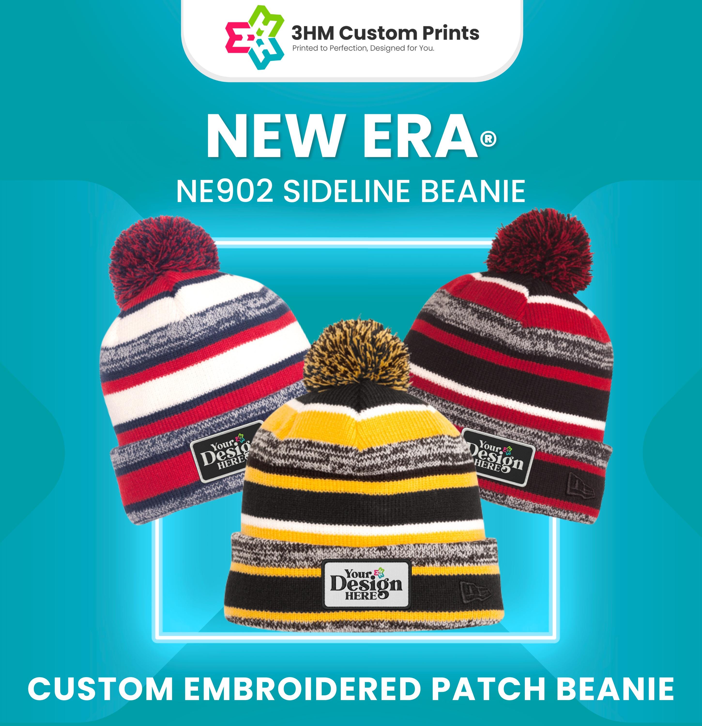 Custom New Era Beanie, Embroidered Patch Logo, Custom Winter Hats