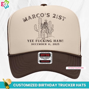 Customized Birthday Trucker Hat, Personalized 21st Birthday Boy Trucker Cap, Custom Birthday Trucker Hat, Vintage Cowboy Theme Trucker Hat