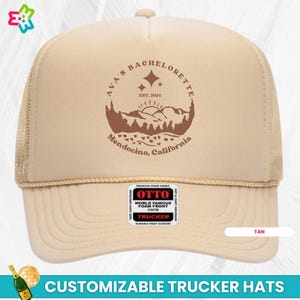Custom Camp Bach Trucker Hat, Camp Bachelorette Hat, Custom Bride&#39;s Name Camp Bachelorette Party Hats, Camping Bachelorette