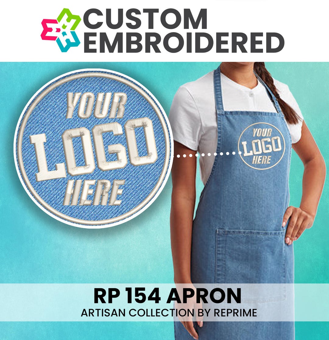 Custom Embroidered Apron, Personalized Embroidery Logo Text Restaurant ...