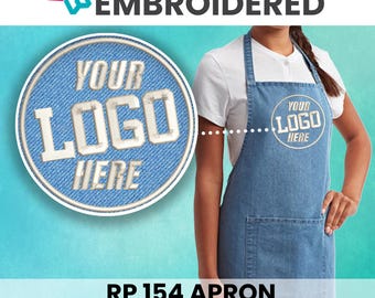 Custom Embroidered Apron, Personalized Embroidery Logo Text Restaurant Apron, Gift for Mom, Baker Chef Christmas Gift, Customized Apron Logo