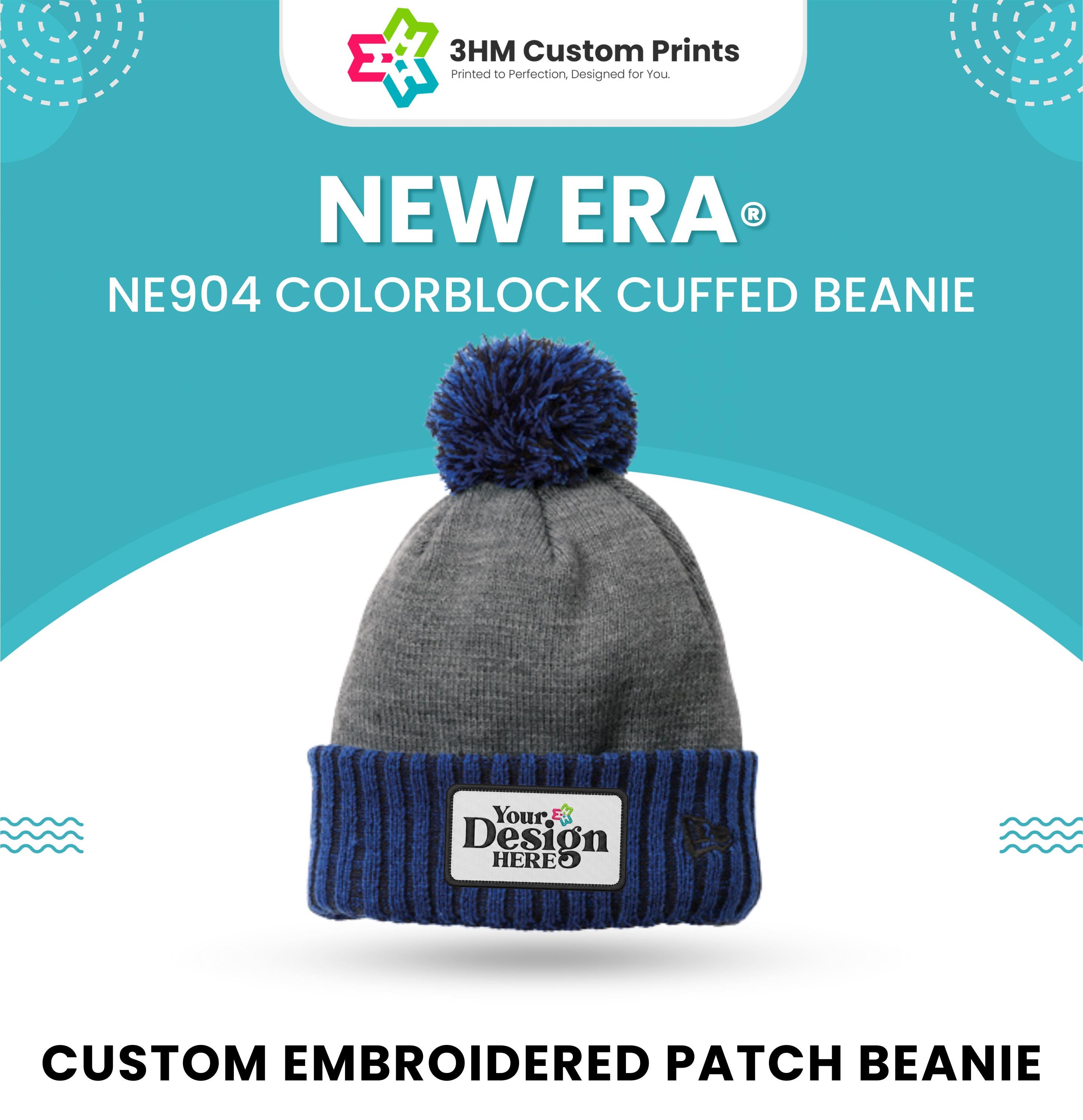Embroidered Patch Beanies, Custom Winter Hats, Color Block  display picture 2