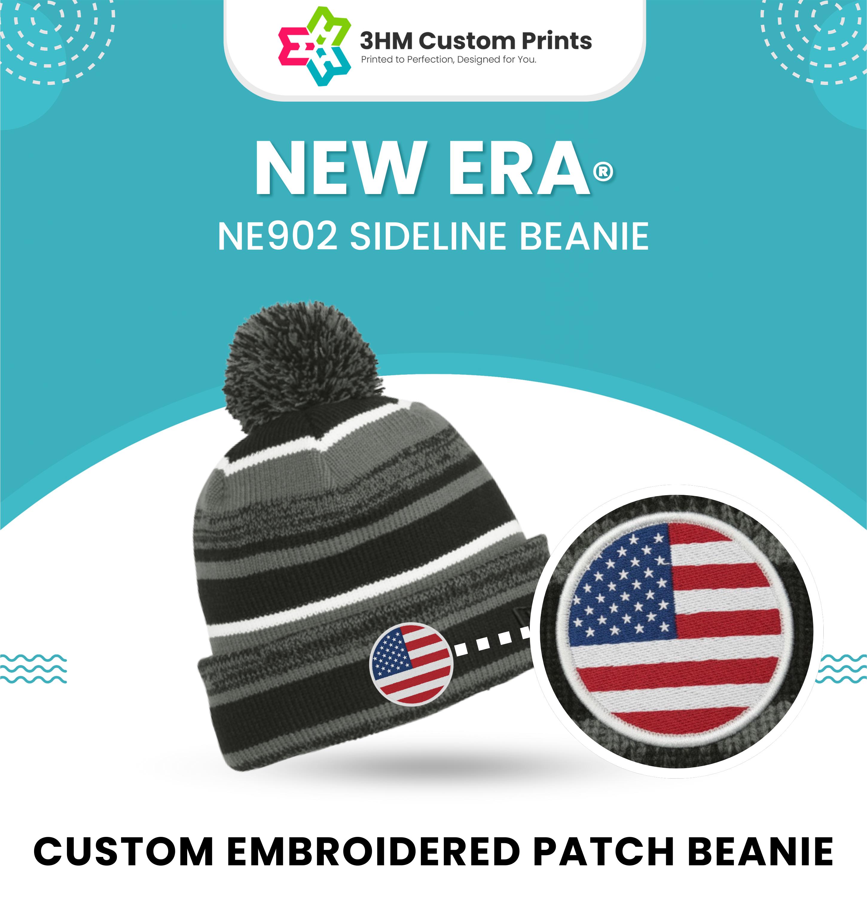 Custom New Era Beanie, Embroidered Patch Logo, Custom Winter Hats