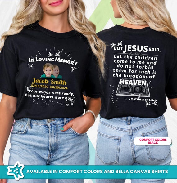 Personalized Child Memorial Shirt Front and Back, Custom Memorial
