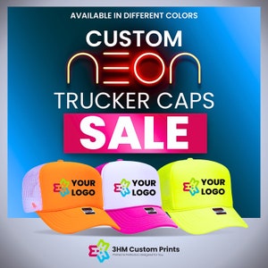 Custom Neon Trucker Hat Wholesale, Wholesale Bulk Sorority Retro Party Bright Hats, Family Reunion, Company Business Merchandising Giveaway