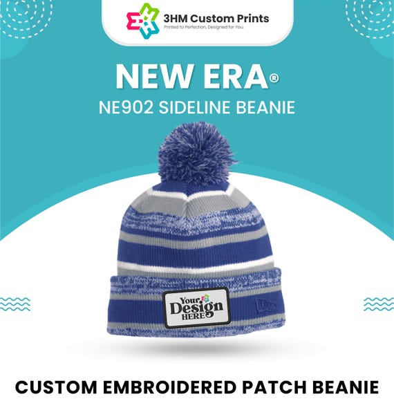 Custom New Era Beanie, Embroidered Patch Logo, Custom Winter Hats